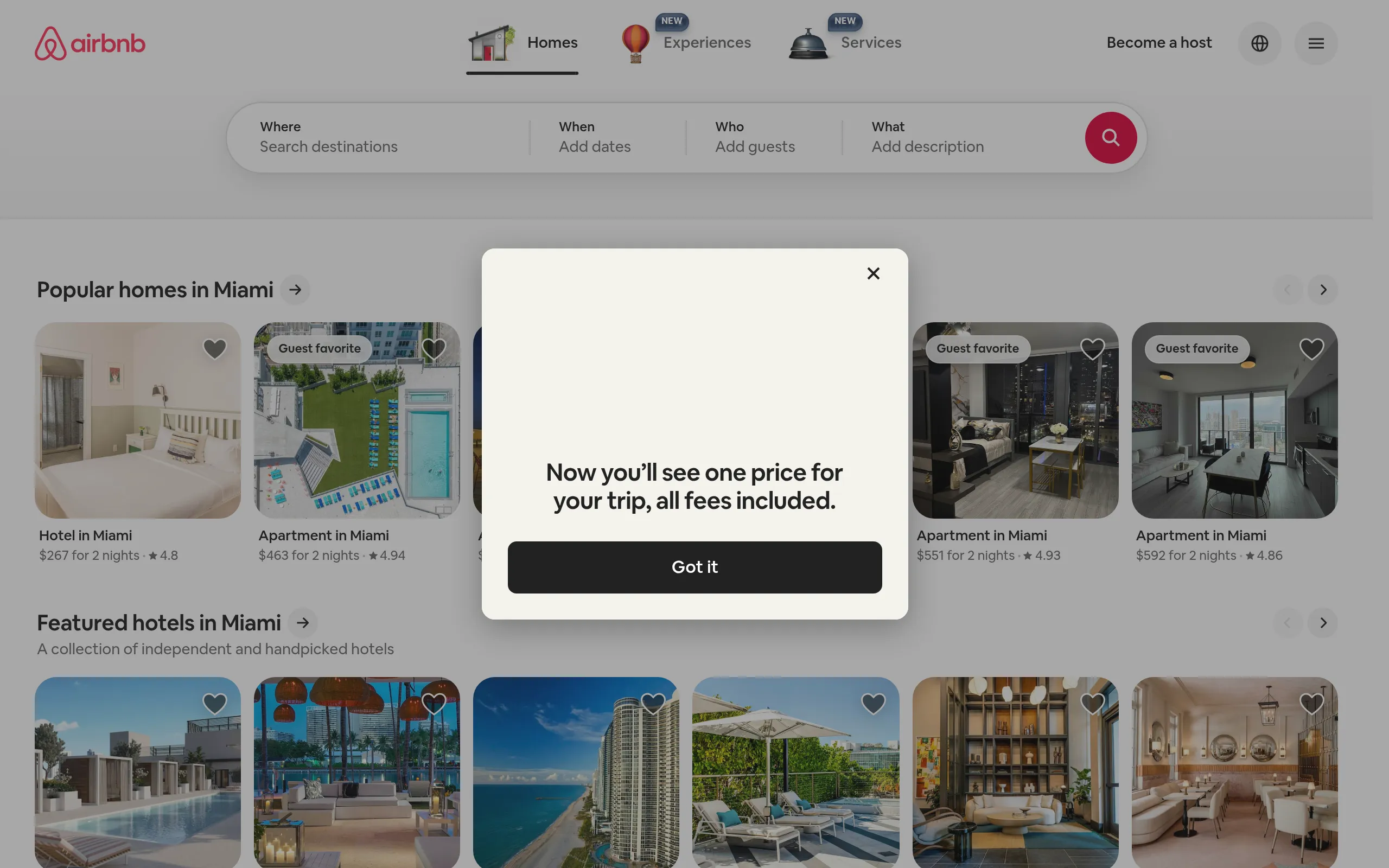 Screenshot of Airbnb